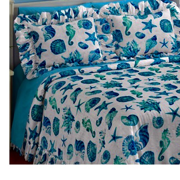 SLEEPWELL INC Bedding Ocean Breeze Plisse Queen Bedspread With Matching Shams Poshmark